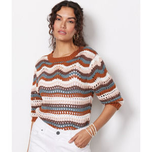 Evereve Arabella Crochet Knit Sweater Size Large